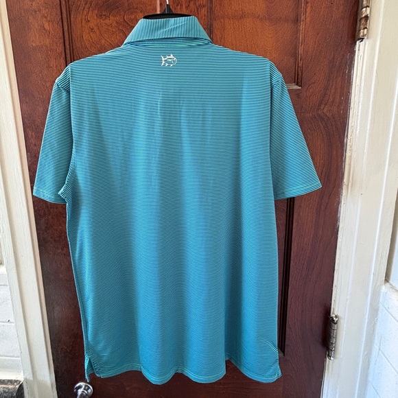 NWT Southern Tide Men's M Meadowbrook Stripe Polo in Parakeet w Pimento Cheese - Picture 13 of 15